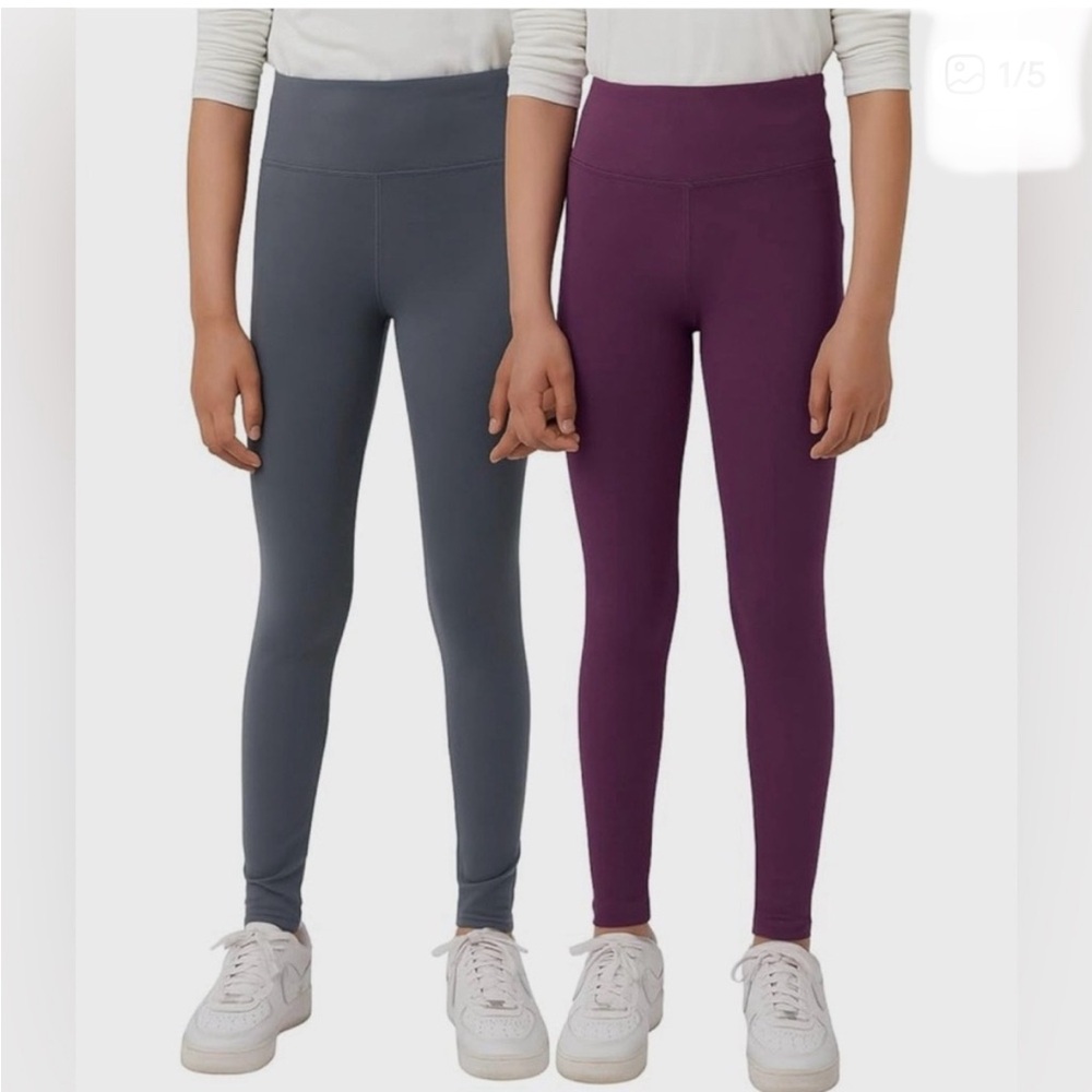 Kids Leggings Set - Gray and Purple